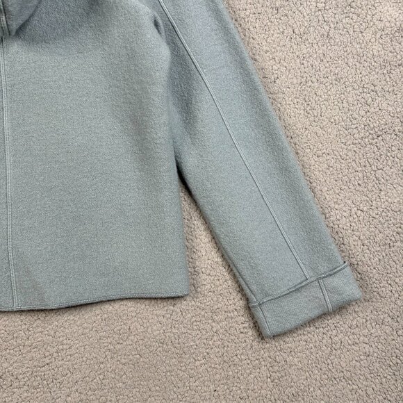 Casual Corner Sweater Size Medium Teal Hooded Cardigan Cabincore Light Academia - Picture 9 of 15